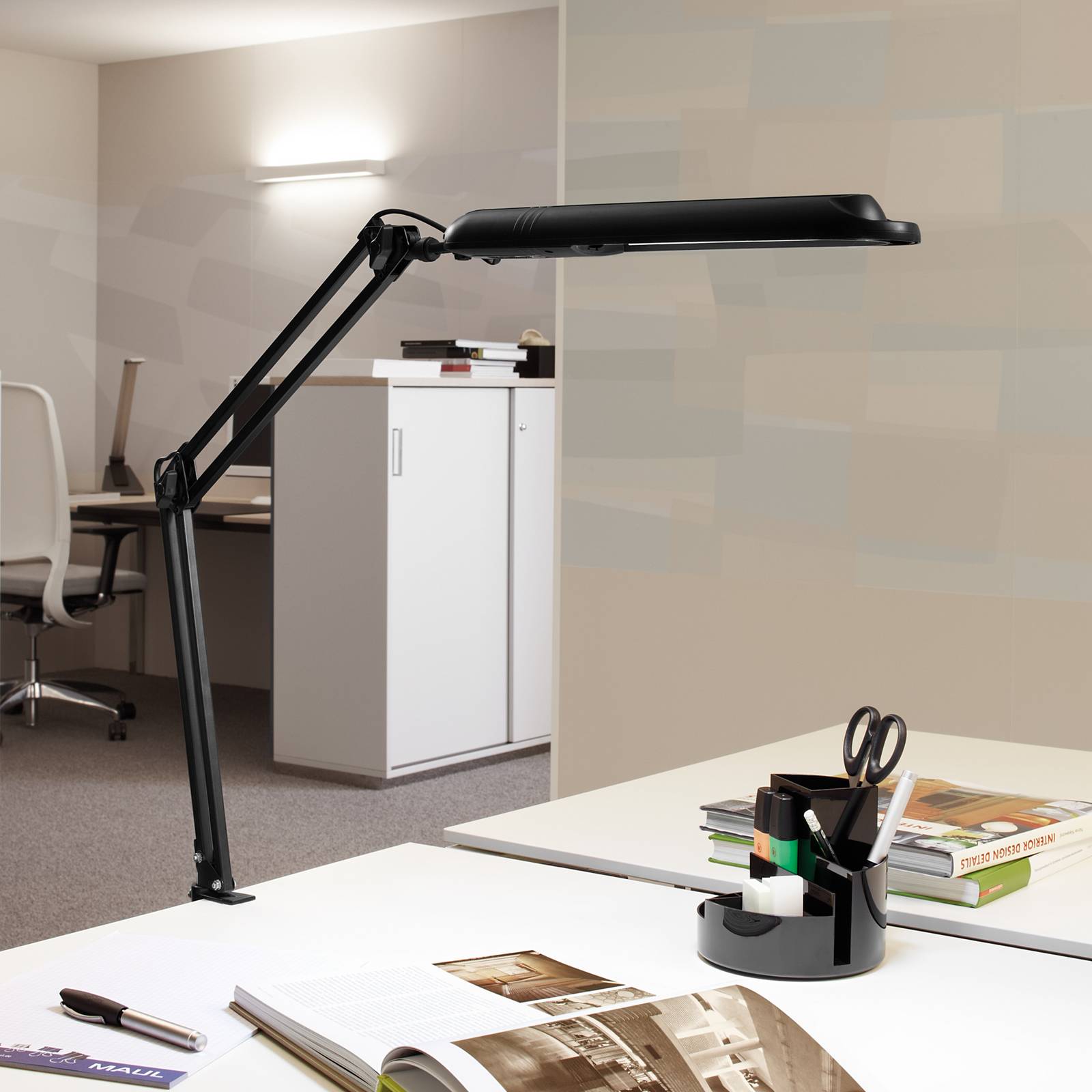 Maul Klemmleuchte MAULatlantic, schwarz, für Arbeitszimmer / Büro, Metall, Modern, Klemmleuchte