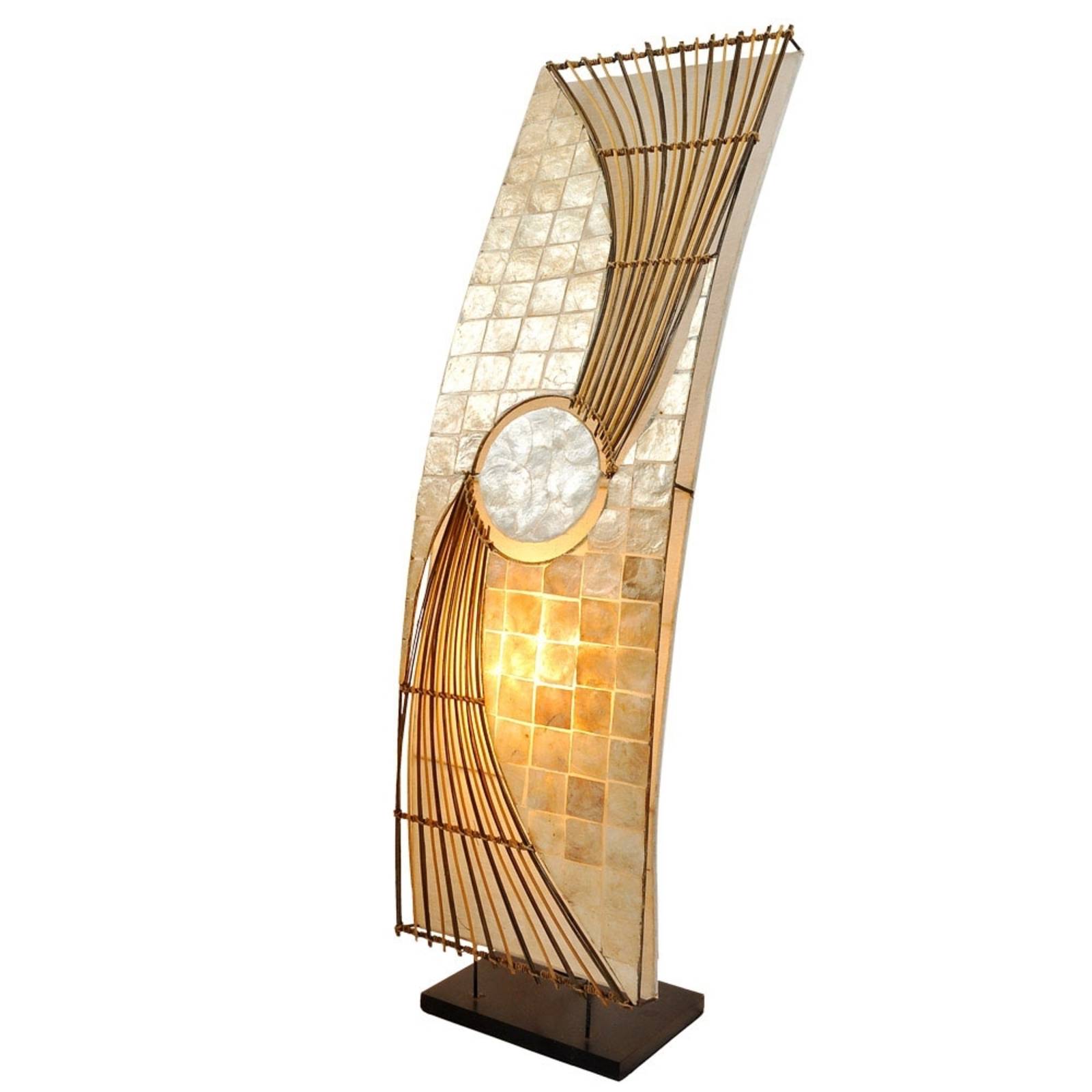 Woru Holz Stehlampe Quento, creme / amber, für Wohn- / Esszimmer, Design, Stehlampe