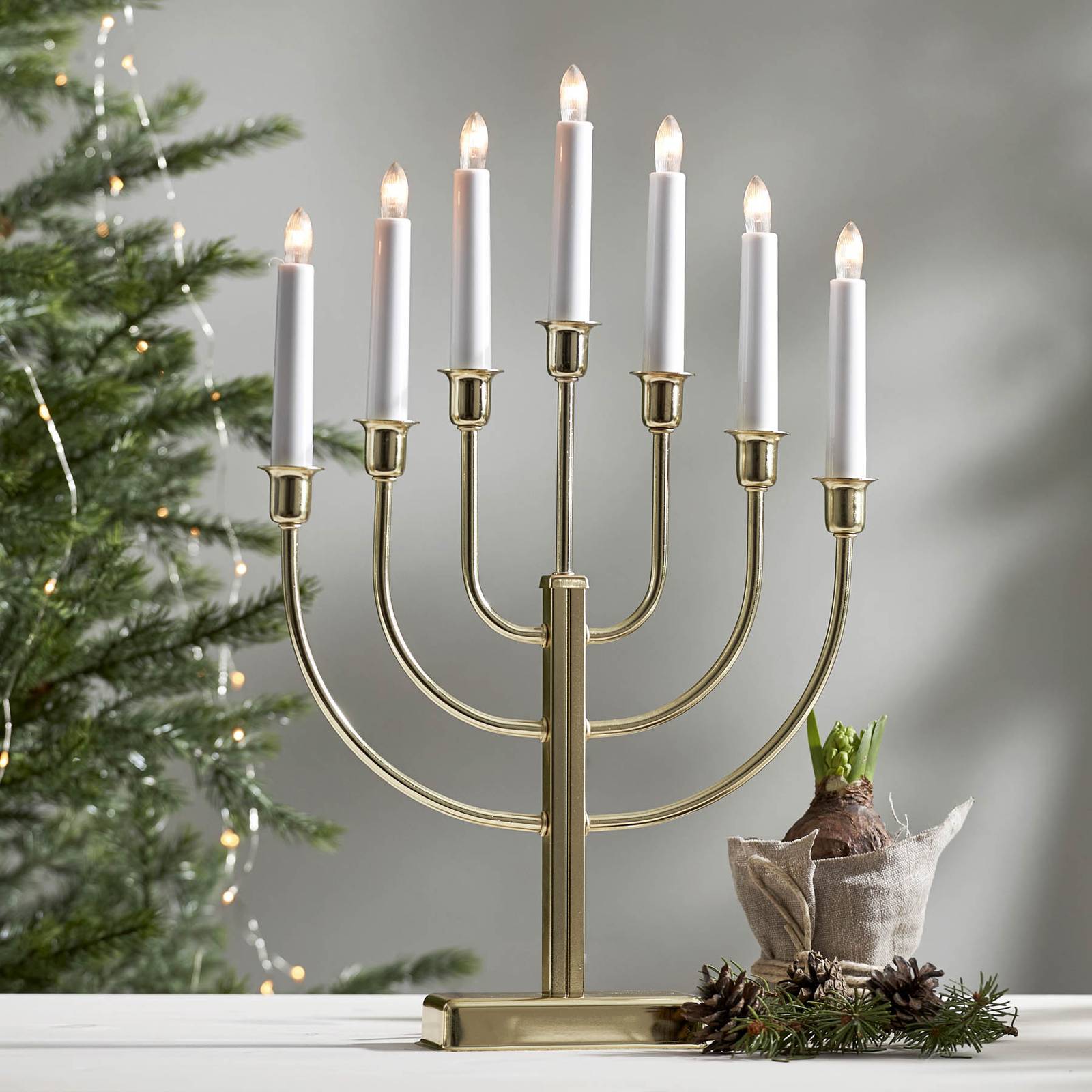 STAR TRADING Kerzenleuchter Kristina, messing Metall Höhe 47cm 7-flammig Kristina, messing / gold, Metall