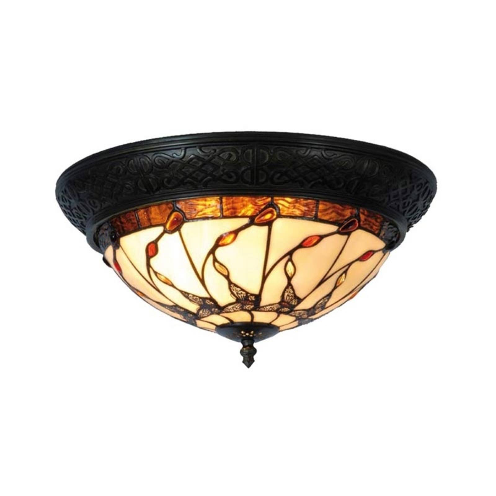 Clayre&Eef Tiffany Deckenlampe FLORENT, dimmbar, Multicolour, für Wohn- / Esszimmer, Glas, Tiffany, Deckenlampe