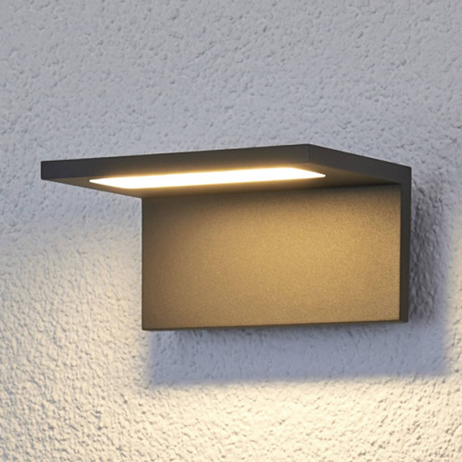 LED Aussenwandleuchte CANER Lucande, schwarz, Aluminium, Modern, LED Wandleuchte außen