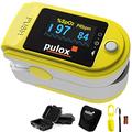 Pulsoximeter Pulox PO-200 Set in Gelb zur Messung von Sauerstoffsättigung, Puls und PI am Finger inkl. Hardcase, Schutzhülle, Batterien und Trageband