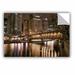 ArtWall Chicago-Michigan Abenue Bridge by Dan Wilson Removable Wall Decal Canvas/Fabric in Black/Brown | 12 H x 18 W in | Wayfair 0wil003a1218p