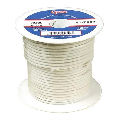 GROTE 87-8007 Primary Wire, GPT, 16 AWG, 1C C, White, PVC, Stranded, 60V, 100