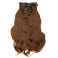 Love Hair Extensions Haarverlängerung Komplett-Set Silky Straight Thermofaser, 45 cm, 10 Haarteile, Dark Ash Brown