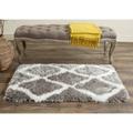 Gray/White 48 x 0.5 in Area Rug - Safavieh Barcelona Shag Hand-Tufted Silver/Ivory Area Rug Polyester/Cotton | 48 W x 0.5 D in | Wayfair BSG319B-4