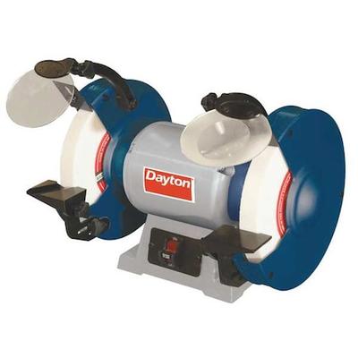 DAYTON 49H004 Bench Grinder, 8 in Max. Wheel Dia, 1 in Max. Wheel Thickness,