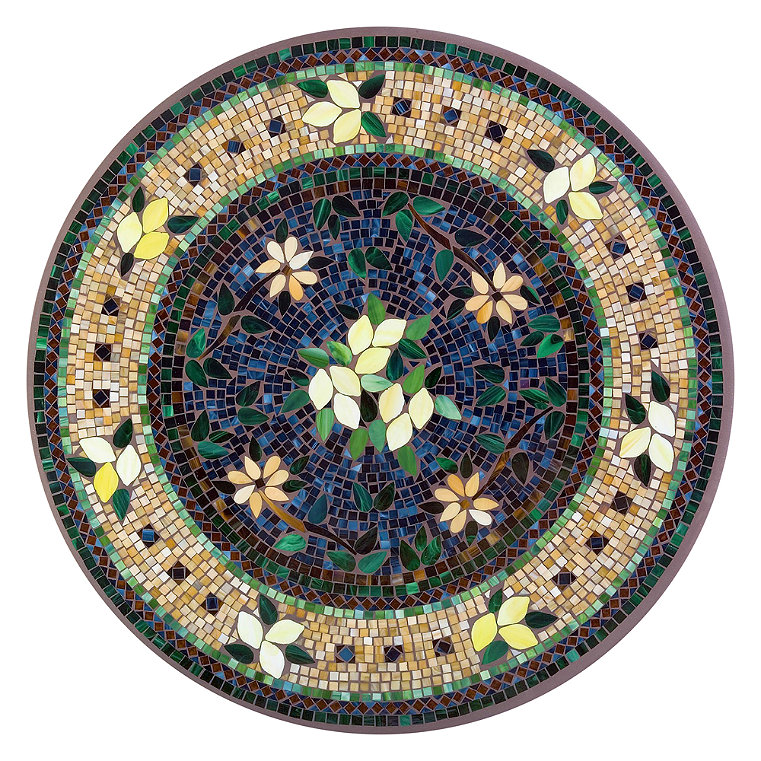 KNF Tuscan Lemons Mosaic Table Collection - Double-Tiered Side Table, Pewter, 18" dia. - Frontgate