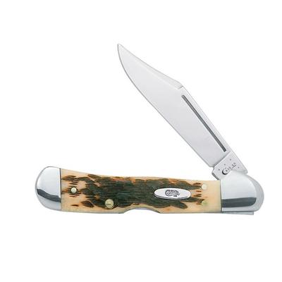 Case 61749L SS Amber Mini CopperLock Locking Clip Blade Folding Knife Amber Bone SS Handle 00133