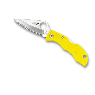 Spyderco Ladybug3 Salt Yellow FRN Handle H-1 Serrated Blade Fold Knife LYLS3