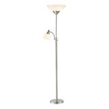 Adesso Home Piedmont 71 H Brushed Steel 300W Torchiere Floor Lamp w/Reading Light 7202-22
