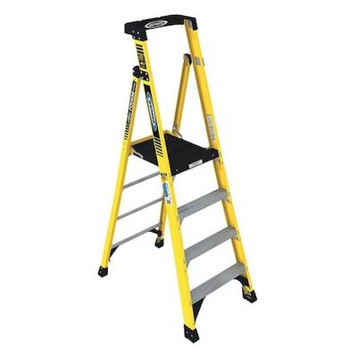WERNER PD7304 7 ft Fiberglass Podium Stepladder, 375 lb Capacity
