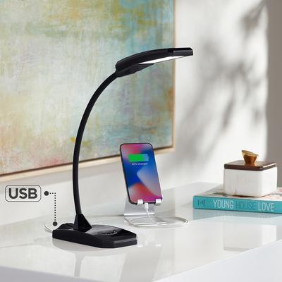 360 Lighting Ricky Black Modern Flex Arm Gooseneck LED Light USB Desk Lamp