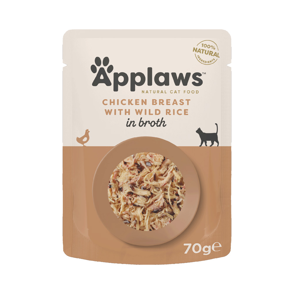 Applaws Buste in Brodo 12 x 70 g - Petto di Pollo e Riso Selvatico