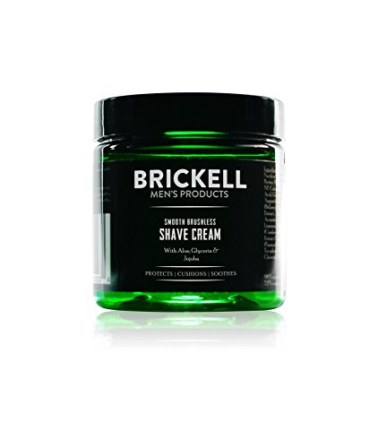 Brickell Men's Smooth Brushless Shave Cream for Men, Natural and Organic Smooth Shaving Lotion to Fight Nicks, Cuts and Razor Burn, 5 Ounce, Scented