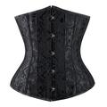 Charmian Women's Double Heavy Spiral Steel Boned Underbust Waist Cincher Corset Black Large