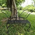 Hi-Line Gift Ltd. Butterfly Metal Garden Outdoor Bench Metal in Black | 42 H x 60 W x 18 D in | Wayfair 78620-BK