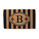 Ameile Cabana Stripe Monogrammed Coco Door Mat - Black, 30" x 48" in Black, K - Frontgate