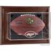 New York Jets Throwback Logo 1998 - 2018 Brown Framed Wall-Mountable Football Display Case