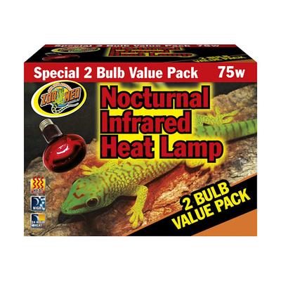 Zoo Med Nocturnal Infrared Heat Lamp, 75 Watts, Pack of 2 bulbs