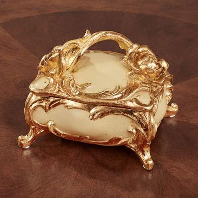 Eliza Rose Covered Box Ivory/Gold , Ivory/Gold