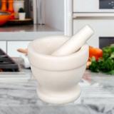 Creative Home Marble Mortar & Pestle Stoneware/Marble in White | 4.5 H x 5.3 W x 5.3 D in | Wayfair 74797