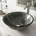 VIGO Titanium Glass Circular Vessel Bathroom Sink w/ Faucet | 6 H x 16.5 D in | Wayfair VGT827