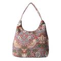 Signare Tapestry Hobo Shoulder bag slough purse for Women with William Morris Design (Strawberry Thief Red, HOBO-STRD)