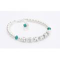 Christening Bracelet - Silver Name Bracelet - Personalised Box - Emerald Birthstone Crystal - Christening Gifts