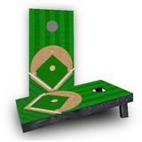Custom Cornhole Boards Baseball Diamond Cornhole Game Set 4.0 H x 24.0 W x 48.0 D in brown/greenManufactured Wood | 4" H X 24" W X 48" D | Wayfair