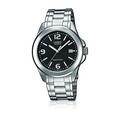Casio LTP-1259PD-1A - Classic - Women’s Analogue Quartz Watch - Black Dial - Grey Steel Strap