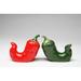 Cosmos Gifts Chili Salt & Pepper Set Ceramic in Green/Red | 2.75 H x 3 W in | Wayfair 10335