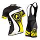 FDX Mens Cycling Jersey Half Sleeve Racing Team Breathable Biking Top + Bicycle Riding Bib shorts setv (Yellow, Medium)