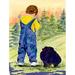 Caroline's Treasures Little Boy w/ His Pomeranian 2-Sided Polyester 40 x 28 in. House Flag in Blue/Yellow | 40 H x 28 W in | Wayfair SS8544CHF