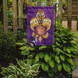 Caroline's Treasures Tiger Soccer Fleur de lis 2-Sided Garden Flag, Polyester in Brown/Indigo | 15 H x 11 W in | Wayfair 8478GF