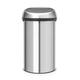 Brabantia 60 Litre Large Kitchen Touch Bin (Matt Steel Fingerprint Proof) Removable Lid, Soft-Touch Open, Easy Clean Rubbish Food Waste Bin