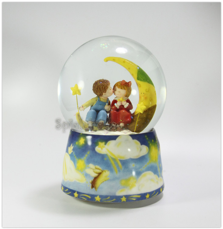 Schneekugel Mond mit Spieluhr