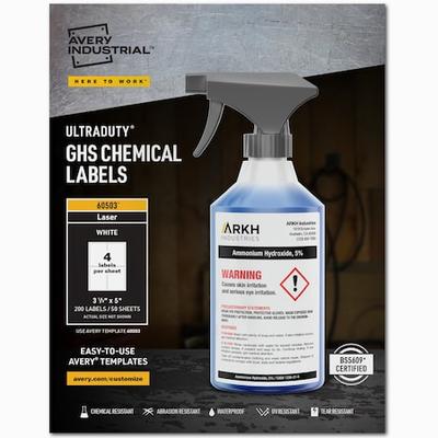 AVERY 7278260503 3-1/2" x 5" GHS Chemical Labels for Laser Printers, 200