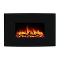 Endeavour Fires Egton Wall Mounted Electric Fire, Black Curved Glass, 220/240Vac 1&2kW with 7 day Programmable Remote Control Heater