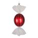 Vickerman 377406 - 18.5" Red / White Striped Oval Glitter Candy Christmas Tree Ornament (M153203)