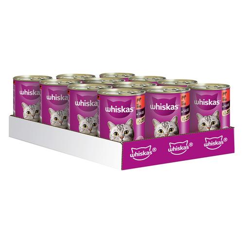 12 x 400 g Whiskas 1+ Dosen - Rind & Leber in Sauce Katzenfutter Nass