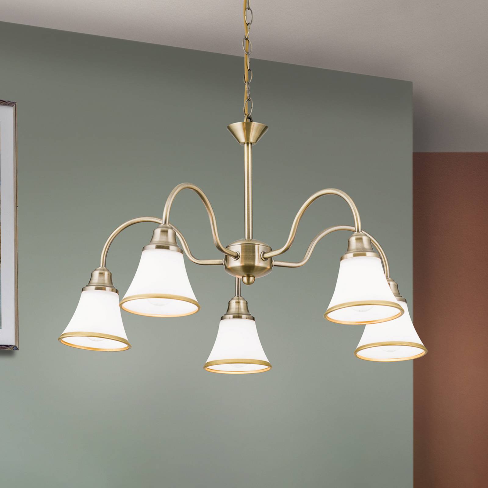 ORION Hängelampe TILDA, dimmbar, bronze / altmessing, für Wohn- / Esszimmer, Glas, Pendelleuchte