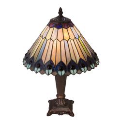 Meyda Lighting Tiffany Jeweled Peacock 17 Inch Table Lamp - 27564