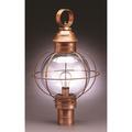 Northeast Lantern Onion 21 Inch Tall 3 Light Outdoor Post Lamp - 2843-AC-LT3-CLR