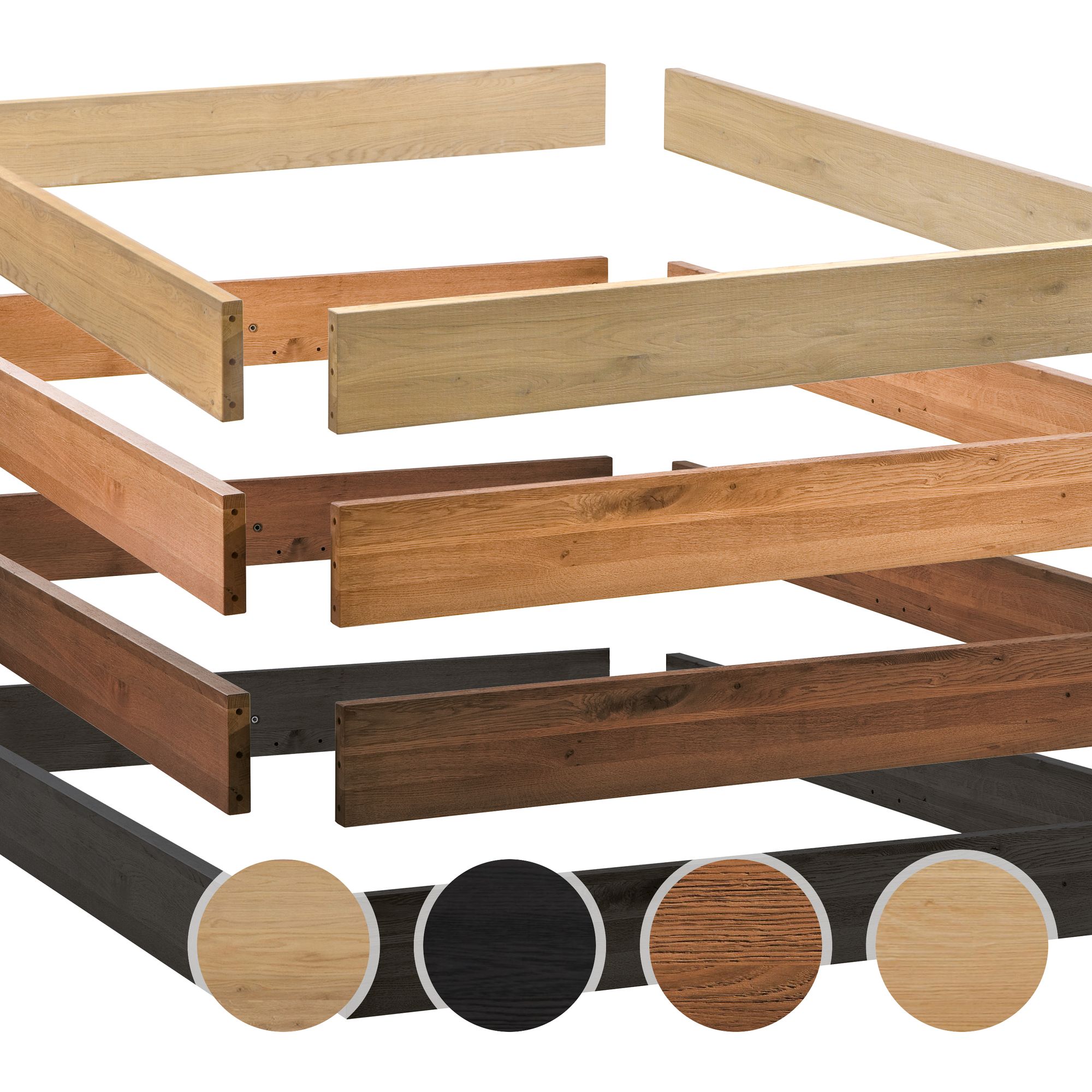 Hasena Oak-Line Massivholz Bettrahmen Modul 18 90x220 cm / Eiche natur, gebürstet, geölt