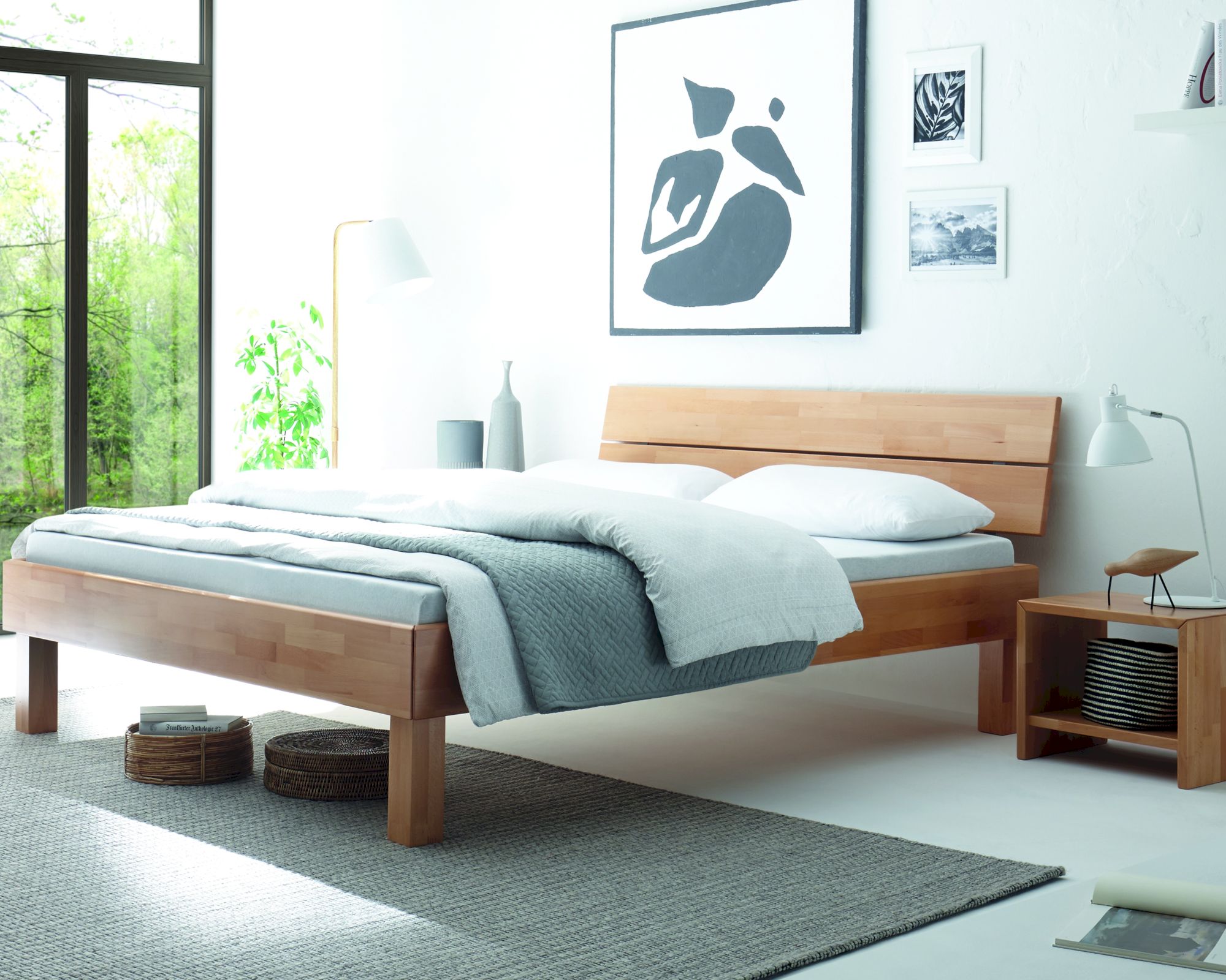 Hasena Wood-Line Massivholzbett Cantu/Duo 180x200 cm Buche walnuss 30 cm