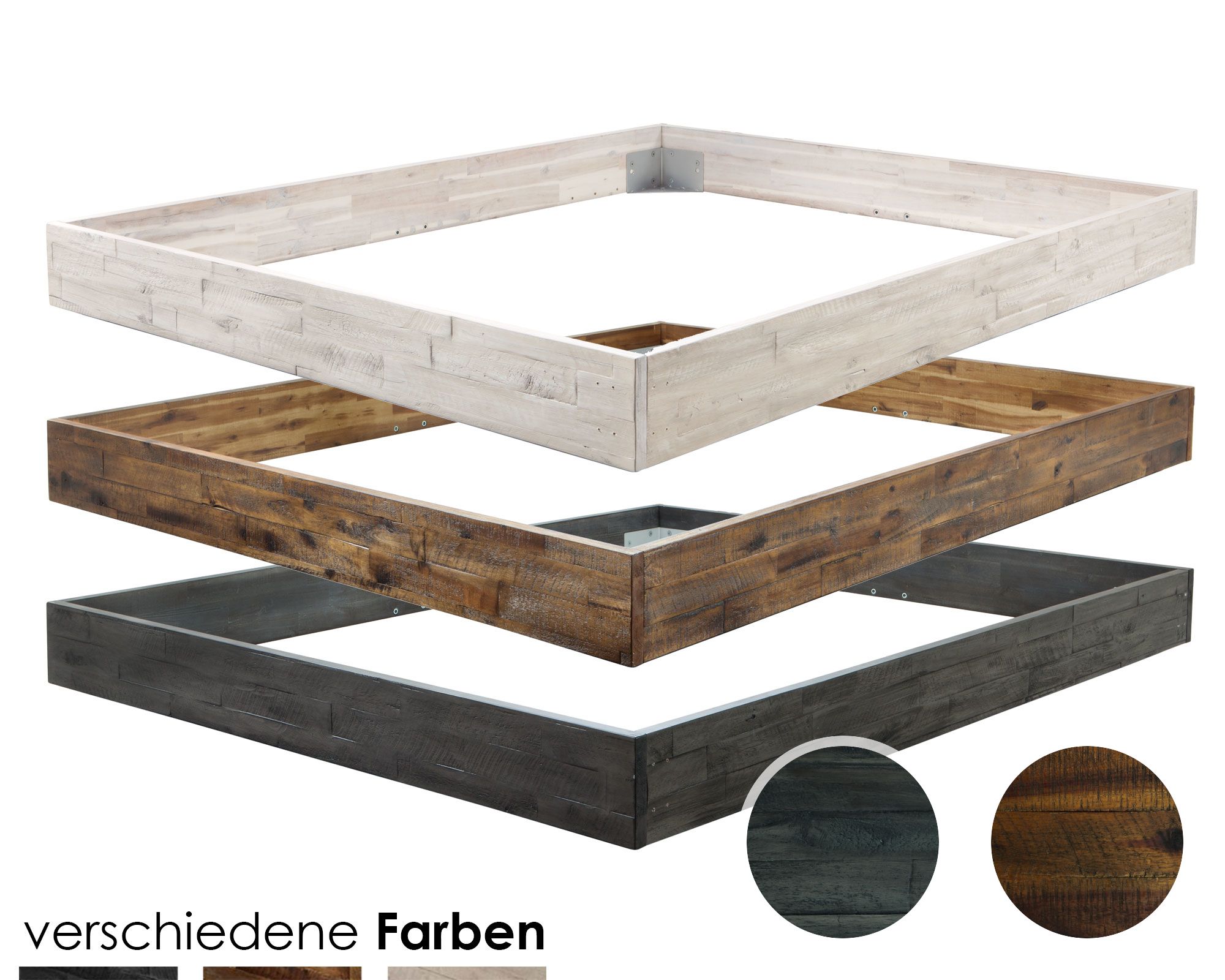 Hasena Factory-Line Bettrahmen Loft 18 200x200 cm / Akazie Vintage braun, lackiert