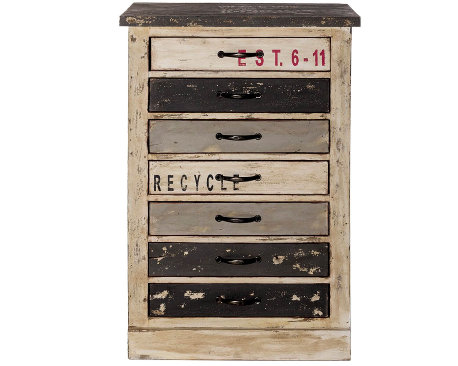 Taste of India Unikat Schubladenkommode 6 vintage schwarz und weiss