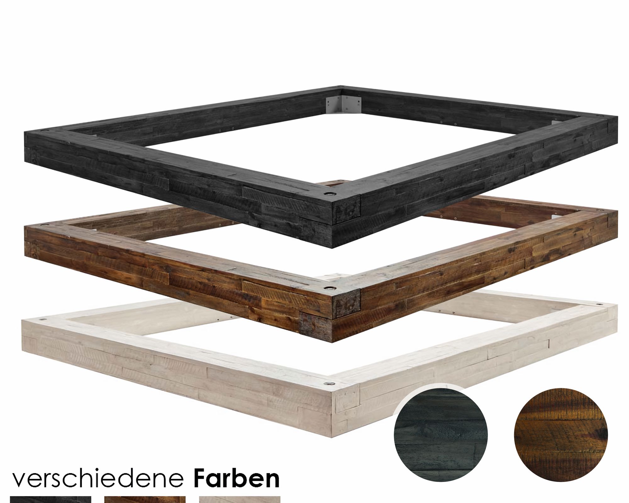 Hasena Factory-Line Bettrahmen Bloc 16 160x200 cm / Akazie Vintage braun, lackiert