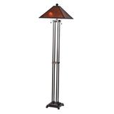 Meyda Tiffany 24218 Sutter - 63 Inch 2 Light Floor Lamp Mahogany Bronze Finish with Coral/Sunflower/Amber/Chocolate Glass